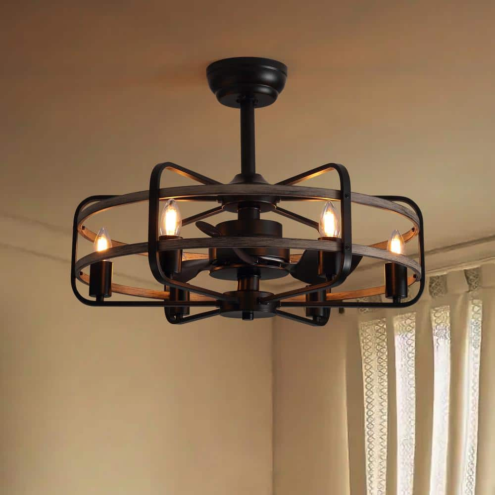 Reviews for ANTOINE 25 in. Black Farmhouse Ceiling Fan Caged Ceiling ...