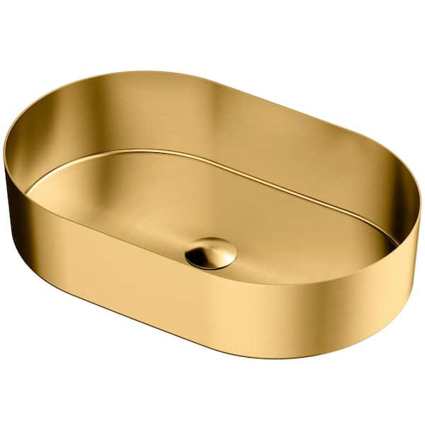 CCV400 21-5/8 in . Stainless Steel Vessel Bathroom Sink in Yellow Gold