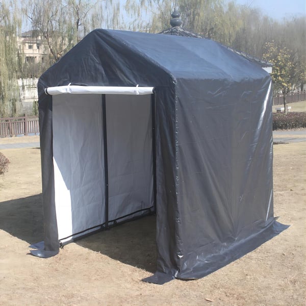 Clihome 6 ft. W x 8 ft. D Heavy-Duty Outdoor Storage Shed Outdoor Carport with Rolling Door
