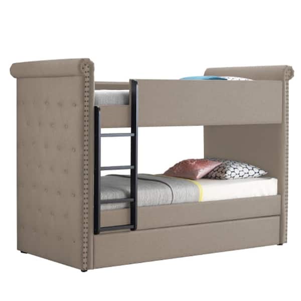 Acme Furniture Romana II Beige Fabric Twin/Twin Bunk Bed and Trundle