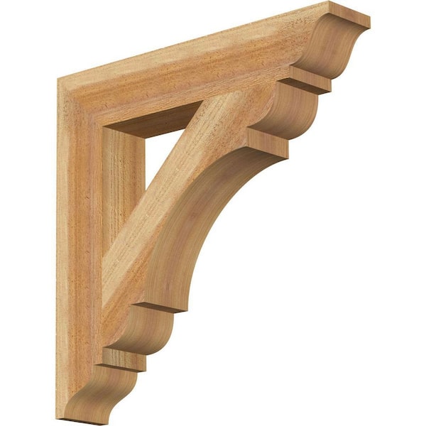 Ekena Millwork 4 in. x 22 in. x 22 in. Western Red Cedar Olympic Traditional Rough Sawn Bracket