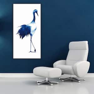 48 in. x 24 in. "Ink Drop Crane 1" Frameless Free Floating Tempered Glass Panel Graphic Art