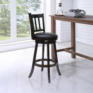 Bloomington 30 in. Bar Height High Back Wood Swivel Bar Stool - Cappuccino