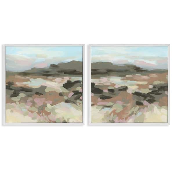 Stupell Industries Desert Impression Abstraction by June Erica Vess 2 Pieces White Framed Nature Giclee Art Print 12 in. x 12 in.