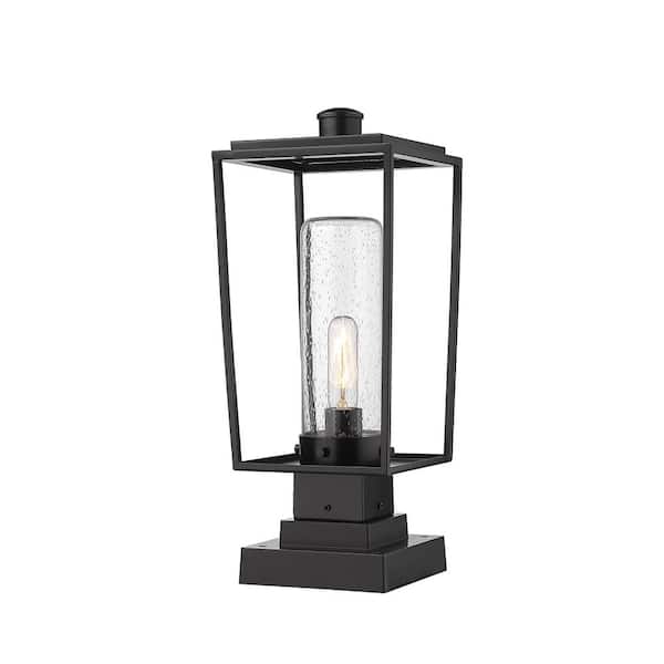 Unbranded Sheridan 19 .75 in. 1-Light Black Aluminum Hardwired Outdoor Weather Resistant Pier Mount Light with No Bulb Included