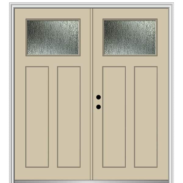 MMI Door 72 in. x 80 in. Right-Hand/Inswing Rain Glass Wicker Fiberglass Prehung Front Door on 6-9/16 in. Frame