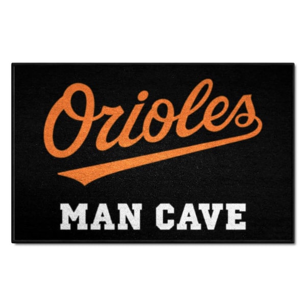 Baltimore Orioles Man Cave Black 1.5 ft. x 2.5 ft. Starter Area Rug
