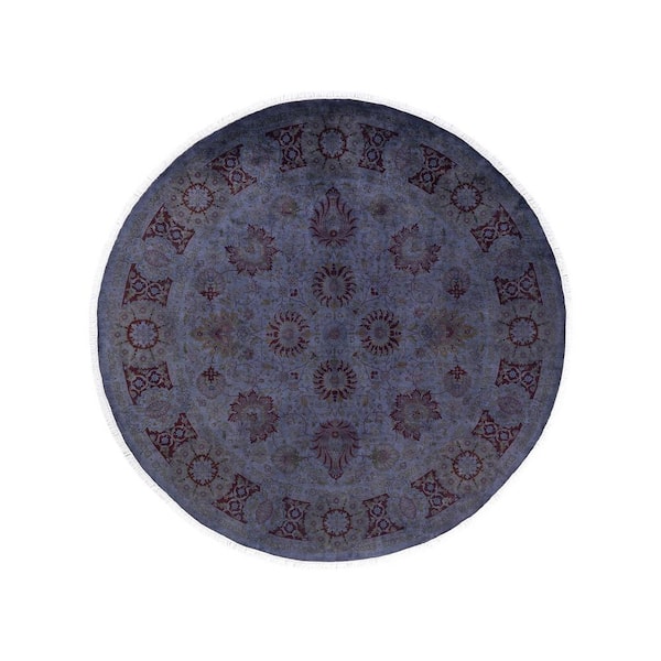 Solo Rugs One-of-a-Kind Contemporary Gray 7 ft. x 7 ft. Hand Knotted Overdyed Area Rug