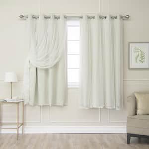 Ivory Lace Solid 52 in. W x 63 in. L Grommet Blackout Curtain (Set of 2)