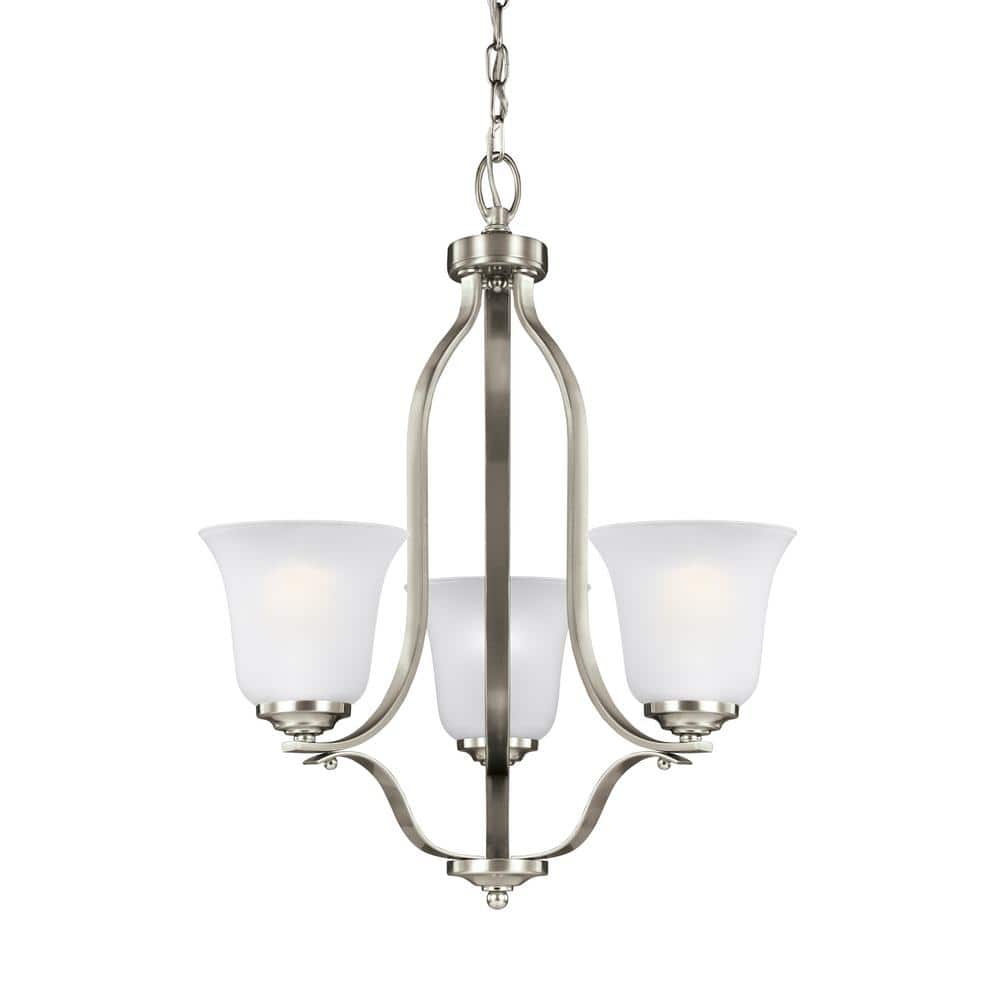 Emmons Brushed Nickel Mini Chandelier with Satin Etched Glass