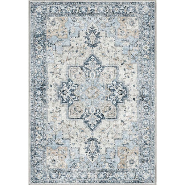Medallion Blue 8 ft. x 10 ft. Persian Area Rug