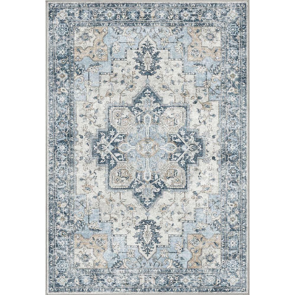 Limlok Medallion Blue 9 ft. x 12 ft. Persian Area Rug AR1005-BLUE