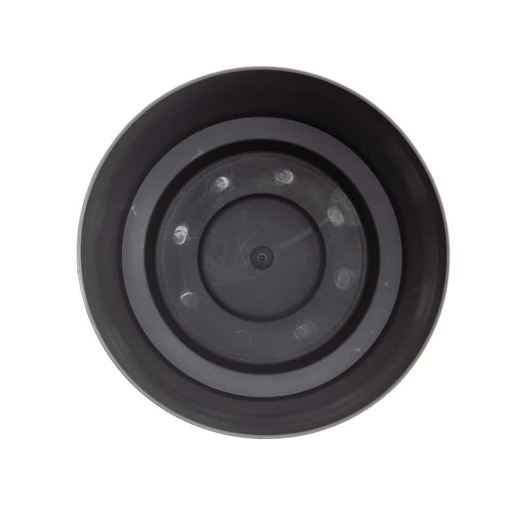 Hopson 10" Charcoal Gray Plastic Planter with Black Metal Stand