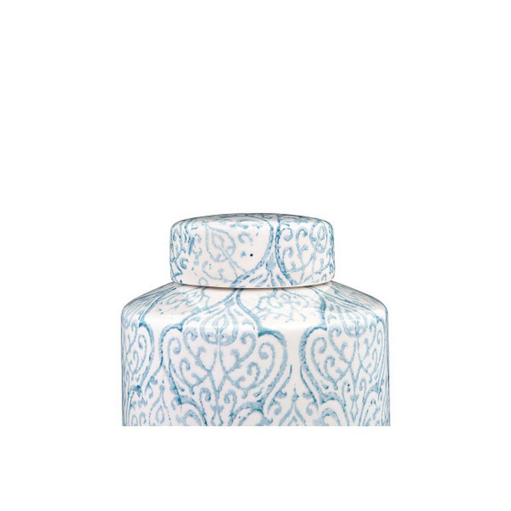 Blue and White Ceramic Geometric Ginger Jar Set