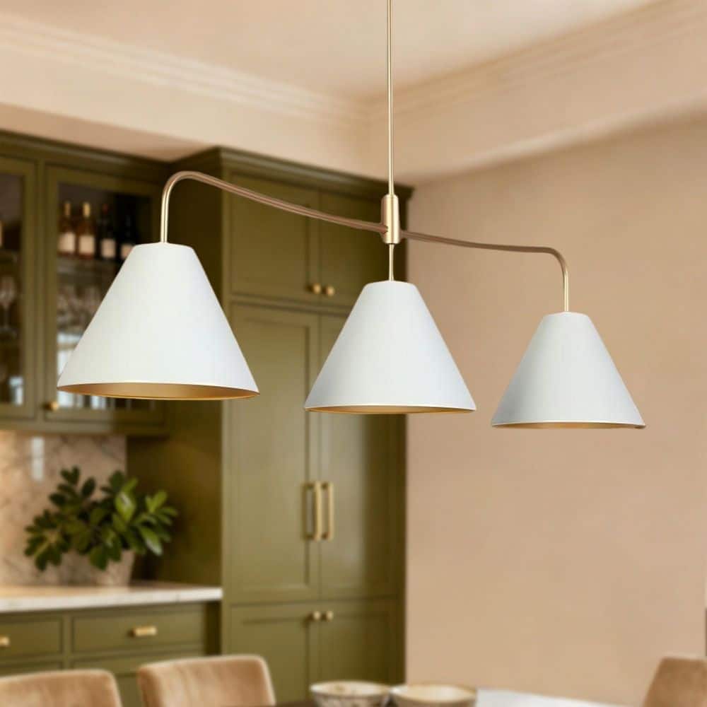 Zevni Mid-Century Modern 44.9 in. W 3-Light Linear Island Lamps