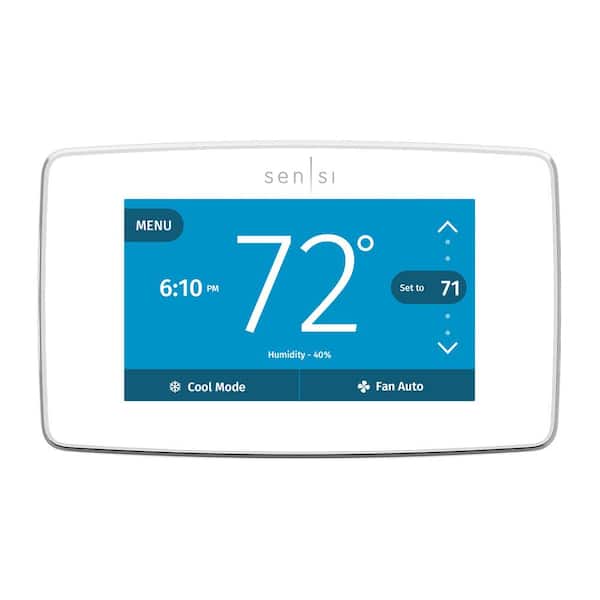 Emerson Sensi Touch 7-day Programmable Wi-Fi Smart Thermostat with Touchscreen Color Display, C-wire Required - White
