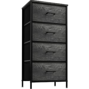 Drawer Black Dresser Steel Frame Wood Top Easy Pull Fabric Bins 17.75 in. L x 11.87 in. W x 37.50 in. H 4