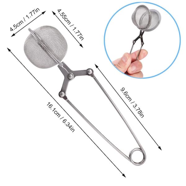 Tea Strainers with Handle, Fine Mesh, Tea Ball Filter for Loose Tea, Spices, Seasonings (4-Pack)