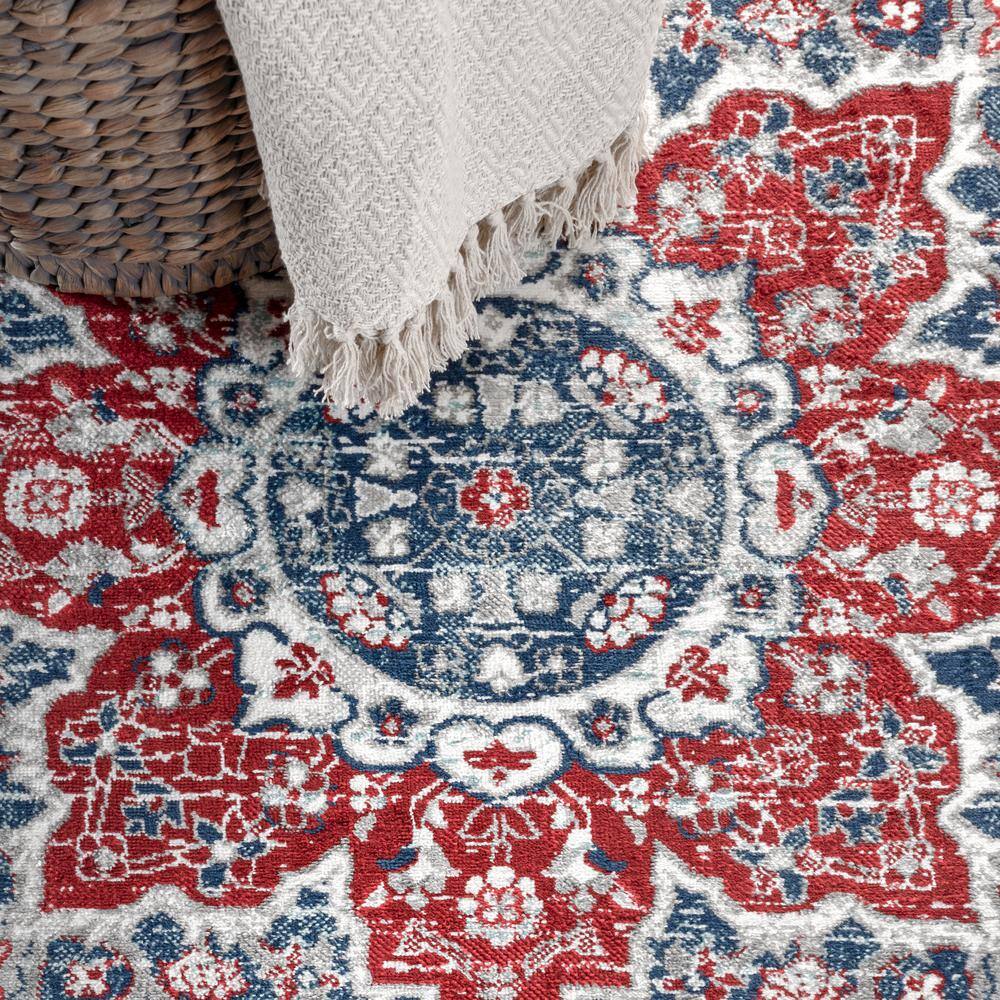 Navy and Red Persian Medallion 5x8 Area Rug