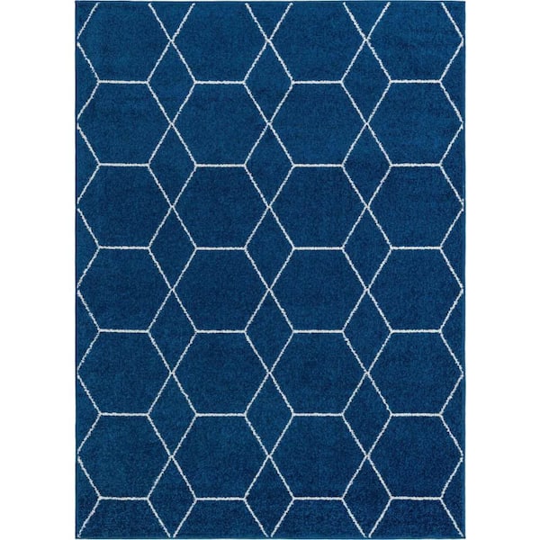 StyleWell Trellis Frieze Navy/Ivory 8 ft. x 11 ft. Geometric Area Rug