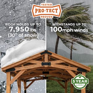 Arlington 12 ft. x 12 ft. All Cedar Wood Outdoor Gazebo Structure with Hard Top Steel Metal Peak Roof and Electric