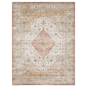 Harmony Medallion Rust 3 ft. 6 in. X 5 ft. 6 in. Polyester Indoor Machine Washable Area Rug