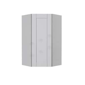 Anchester Assembled 24x42x15 in. Wall Diagonal Corner Cabinet with 1 Door 3 Shelves in Light Gray