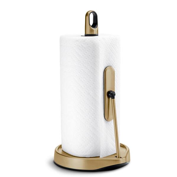 simplehuman Tension Arm Standing Brass Stainless Steel Paper Towel Holder