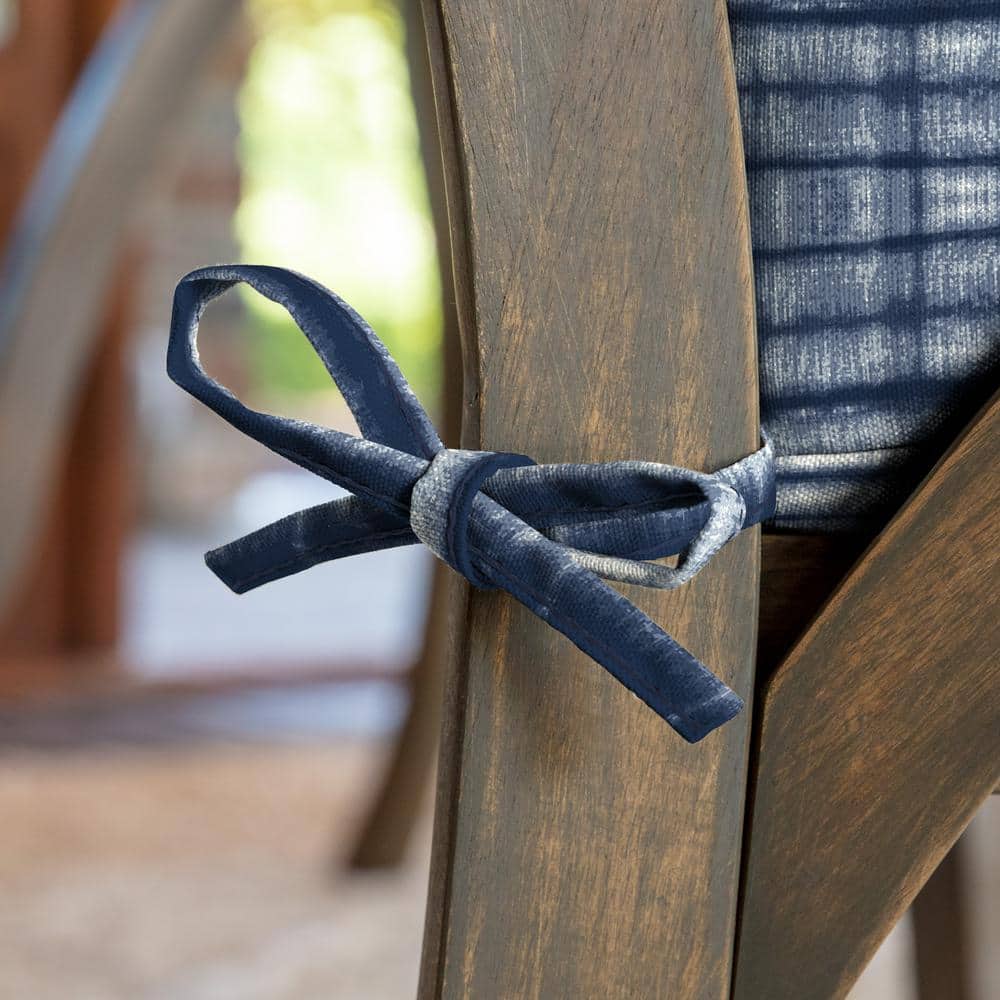 Blue Shibori Stripe Outdoor Highback Dining Chair Cushion