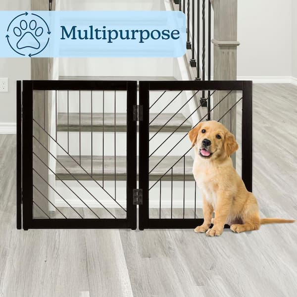 Dog Fence Pet Baby Gate Petmaker 3-Panel Foldable Pet Gate, Black