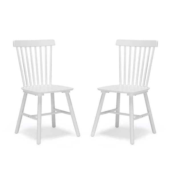 Windsor White Solid Wood Dining Chairs for Kitchen and Dining Room (Set of 4)