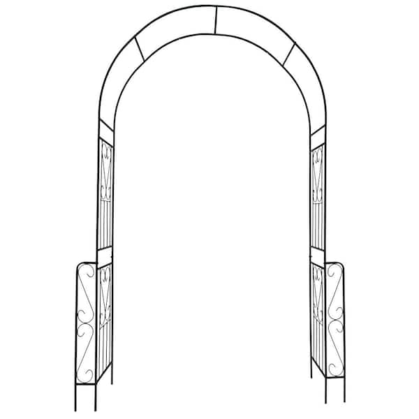 ToolCat 55 in. W x 94.5 in. H Metal Garden Arch Outdoor Trellis Arbor for Climbing Plants Support Rose Black