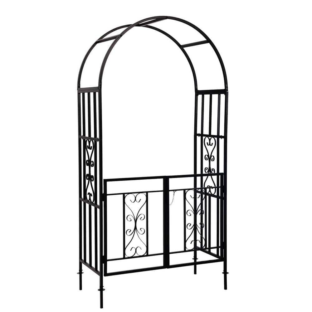 45.3 in. x 88.2 in. Garden Arbor Trellis with Doors Durable Metal Ideal for