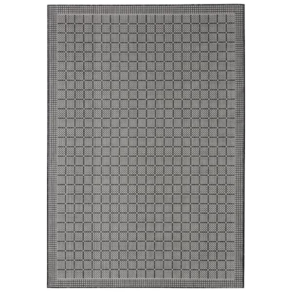 Nuu Garden 5x7 ft. Rectangular Gray and White Plastic Straw Fade Resistant  Outdoor Area Rug SO03-02 - The Home Depot