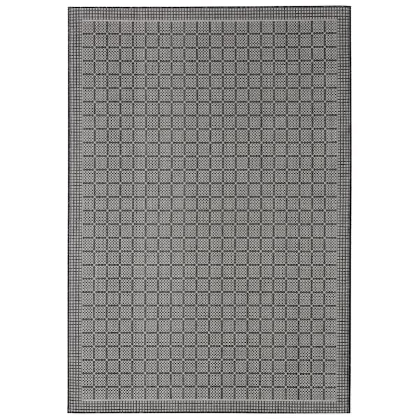 Nicole Miller Patio Country Luna Black/Gray 5 ft. x 7 ft. Geometric Indoor/Outdoor Area Rug
