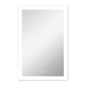 24 in. W x 36 in. H LED Light Rectangle Frameless Silver Mirror Wall Mounted Dual switch Mirror for Bedroom