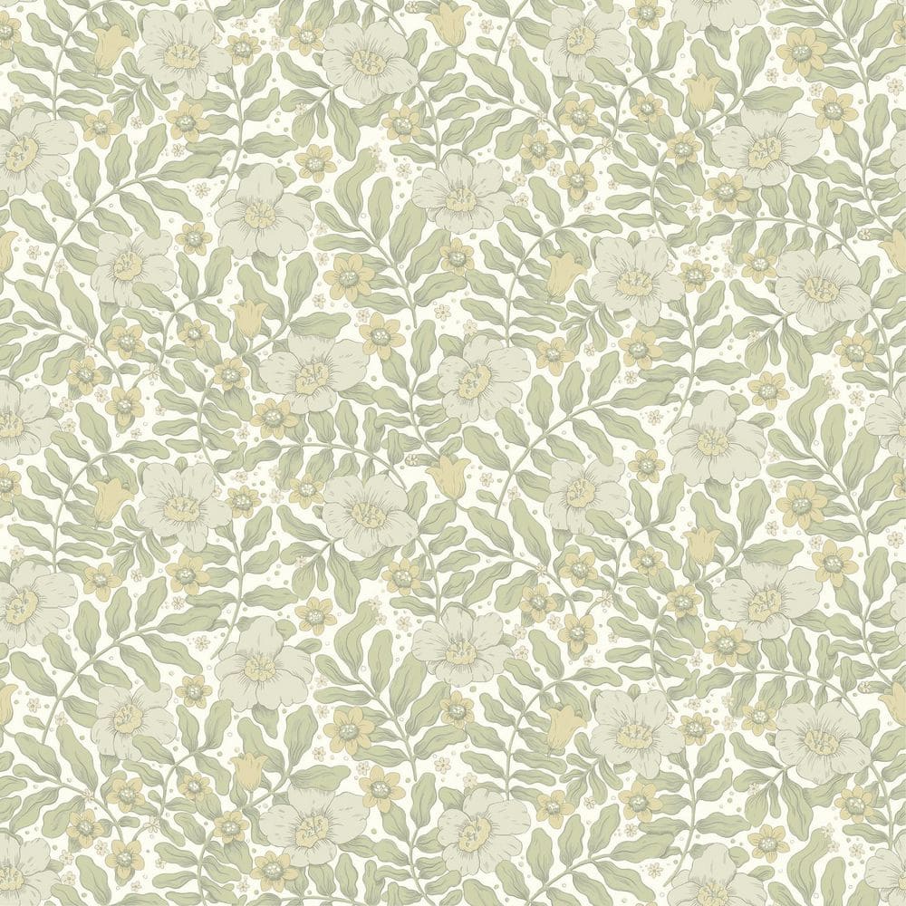 Green Maggan Sage Floral Trail Wallpaper Sample price history on PriceWatchPro