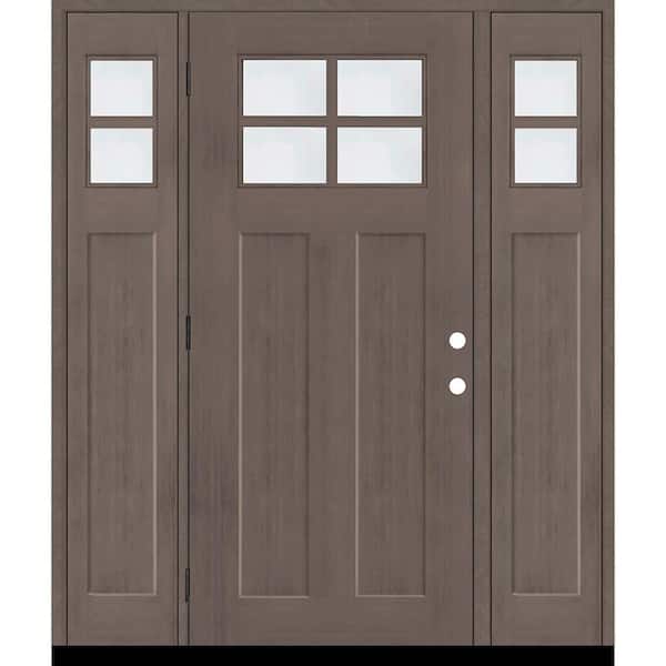 Steves & Sons Regency 64 in. x 80 in. RHOS 4L-1/4 Toplite Clear Glass Ashwood Stain Fir Fiberglass Prehung Front Door with Dbl 12in.SL