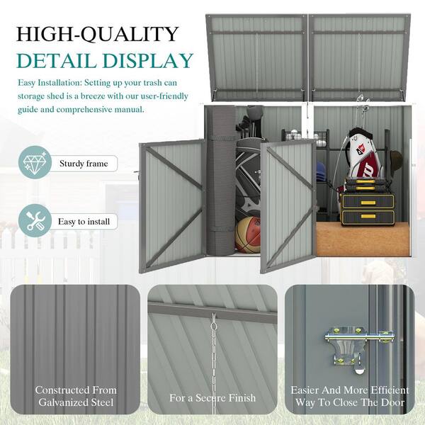 64 in. W x 32 in. D x 48 in. H Light Gray Stainless Steel Trash