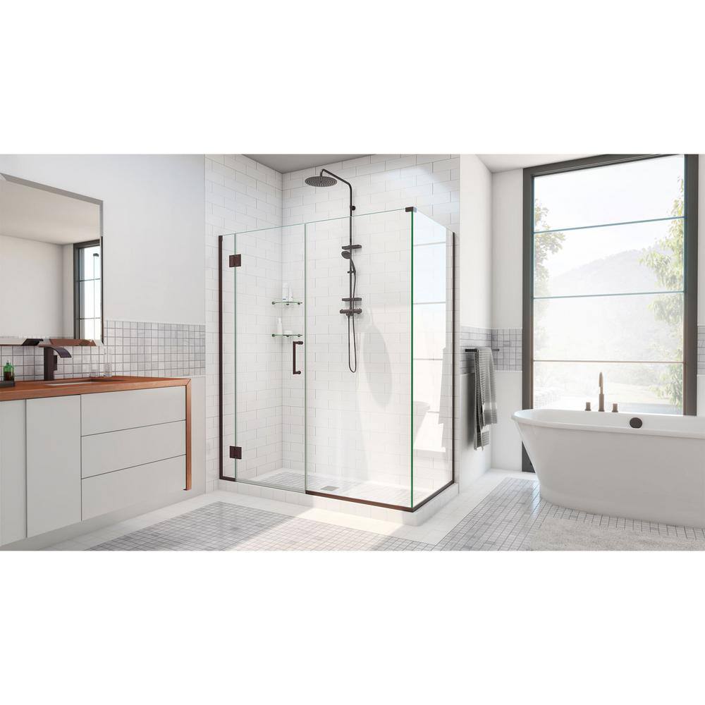 Unidoor-X 60'' Frameless Clear Glass Shower Enclosure with Oil Rubbed Bronze Hardware