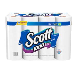 1-Ply White 1000-Sheet Toilet Paper(1000-Sheets Per Roll 36 Rolls Per Pack) (2-Pack)