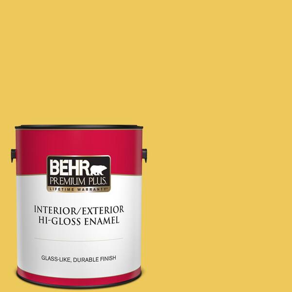 BEHR PREMIUM PLUS 1 gal. #390B-6 Citrus Zest Hi-Gloss Enamel Interior/Exterior Paint