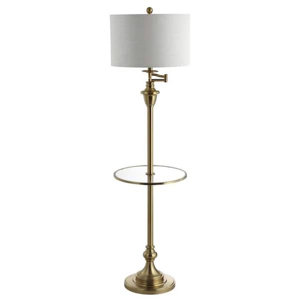 JONATHAN Y Cora 60 in. Metal/Glass LED Side Table and Floor Lamp