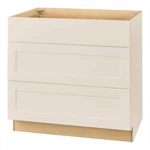 Avondale 36 in. W x 24 in. D x 34.5 in. H Ready to Assemble Plywood Shaker Drawer Base Kitchen Cabinet in Antique White