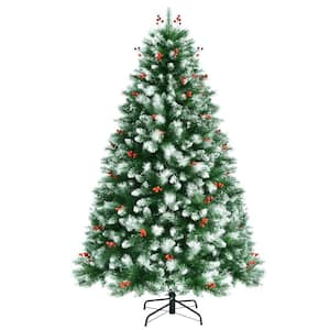 6 ft. Artificial Snowy Christmas Tree Hinged Xmas Tree Holiday Decoration