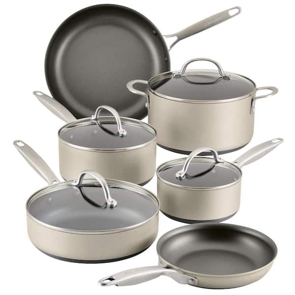 Unbranded Achieve 10-Piece Hard Anodized Nonstick Cookware Sets in Silver
