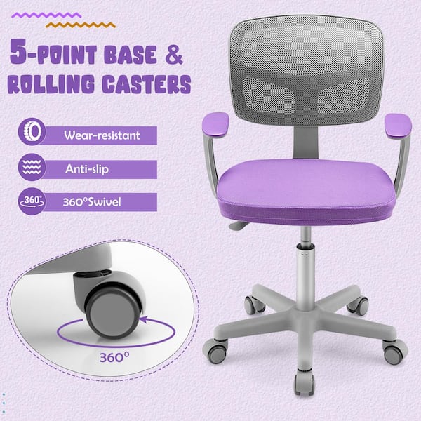 Costway Purple Mesh Fabric Auto Lock Kids Chair with