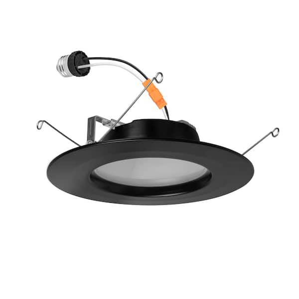 6 in 5 Ways Color Temperature Selectable Black Integrated LED Recessed Retrofit Trim (4-Packs)