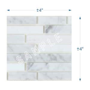 Narwhal White and Gray 4 in. x 4 in. Marble Peel and Stick Wall Mosaic Tile (0.11 sq.ft./Each)