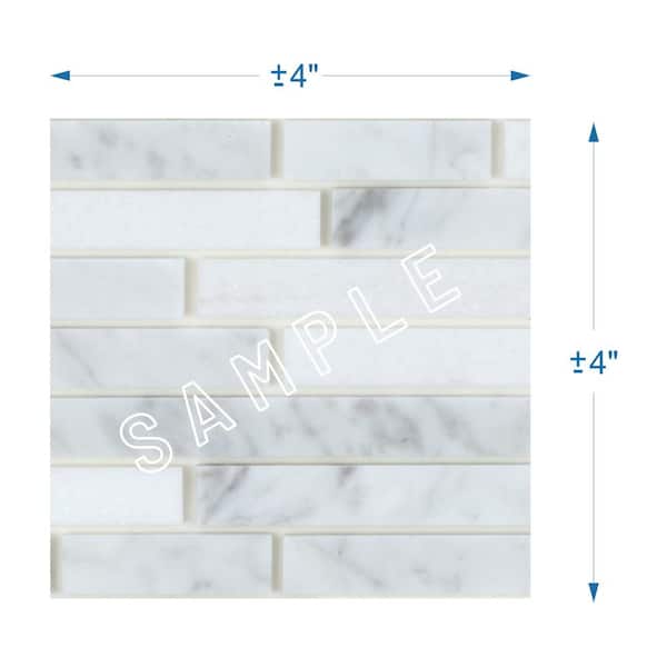 SpeedTiles Narwhal White and Gray 4 in. x 4 in. Marble Peel and Stick Wall Mosaic Tile (0.11 sq.ft./Each)